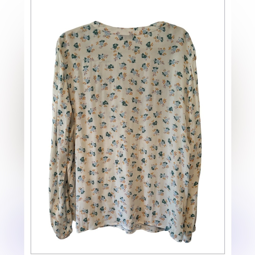 Democracy Bohemian Floral Aztec Oversized Multicolor Tie Neck Tunic Top Size L - Picture 2 of 15